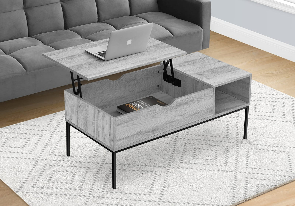 42" Rectangular Coffee Table with Lift-Top & Storage - Grey