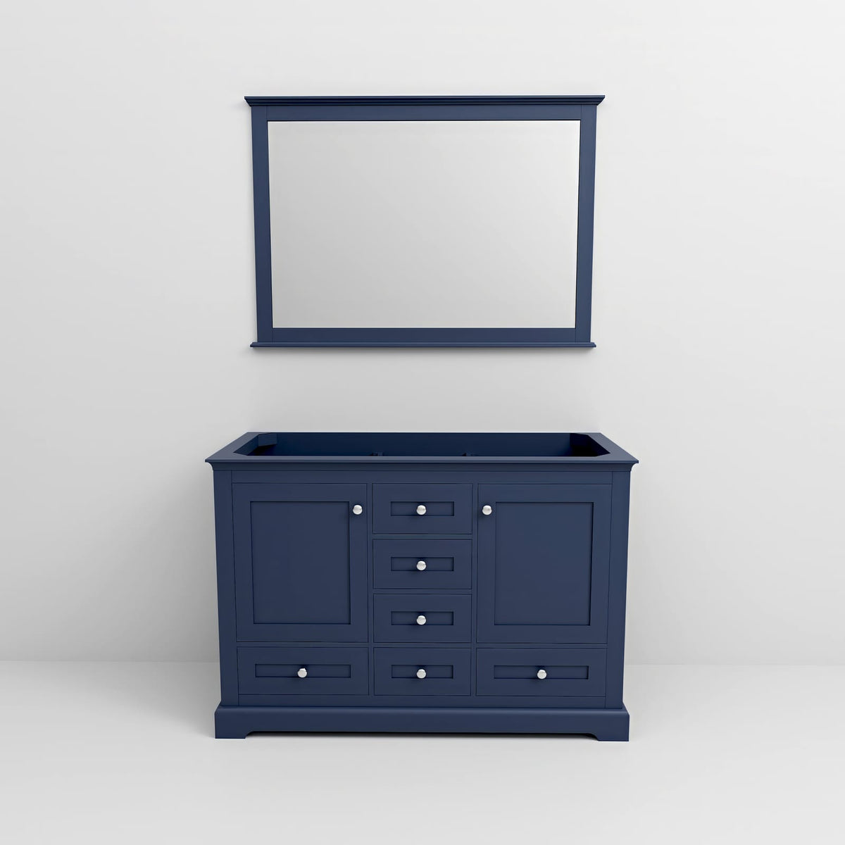 Navy Blue Double Bathroom Vanity with Mirror - 48 inch Wide