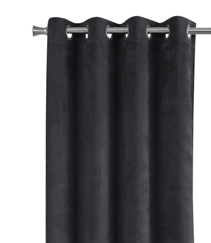Grey Velvet Room Darkening Curtain Panels for Bedroom or Guest Room
