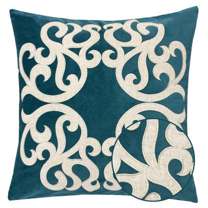20x20 Green Polyester Pillow Cover Dark Green Vine Design