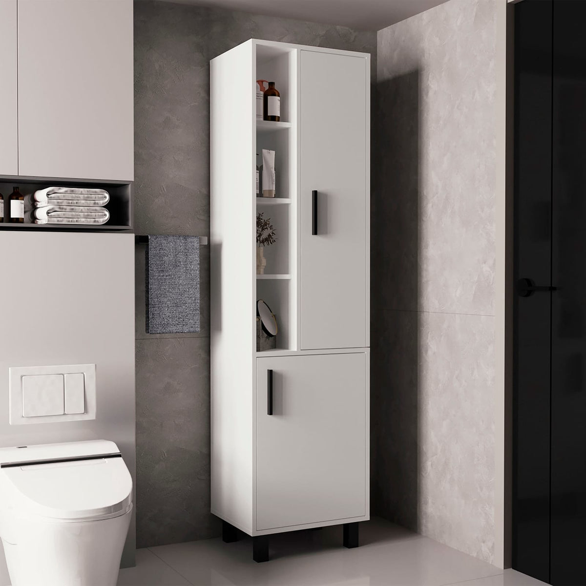 Stanton Tall Storage Cabinet - White Bathroom Storage