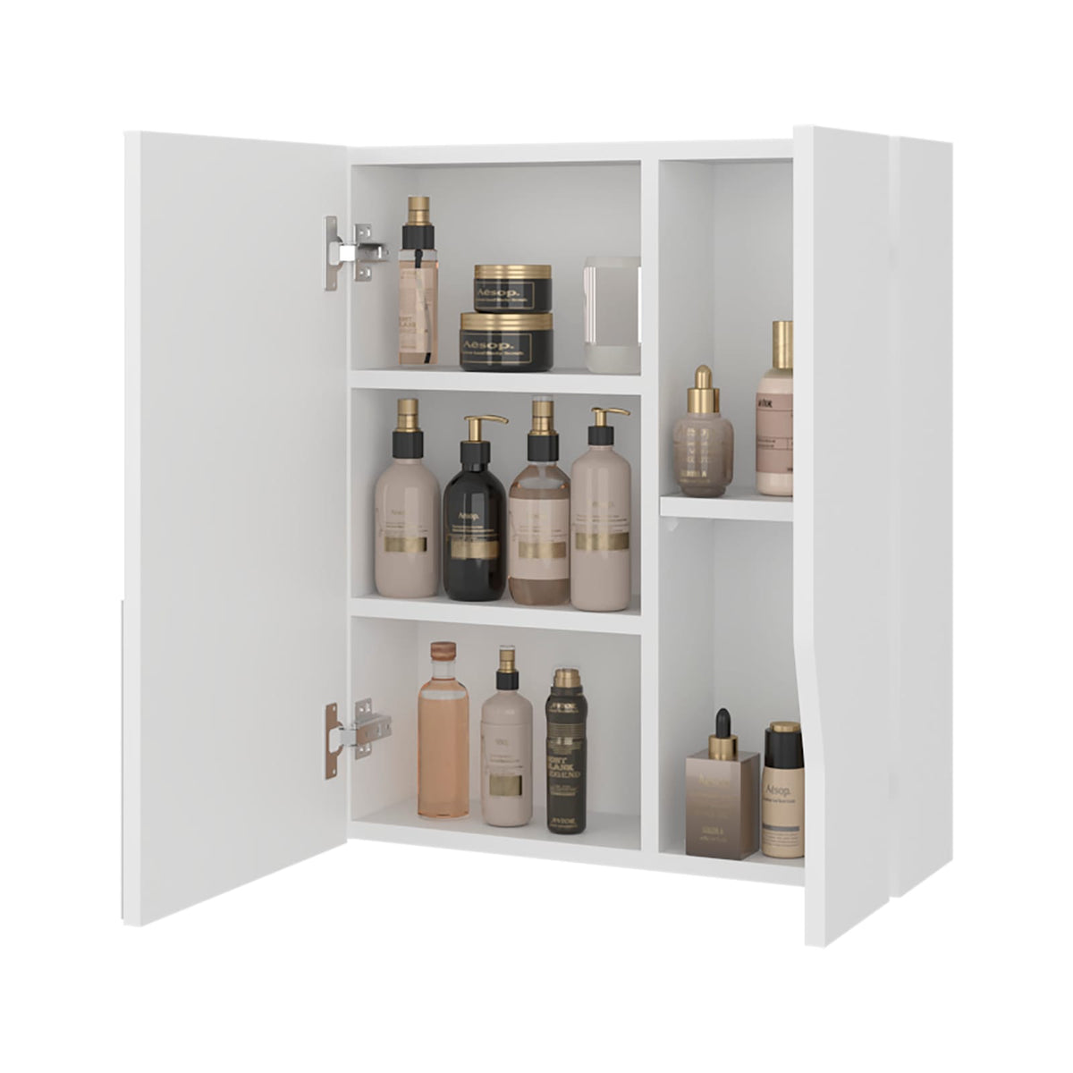 White Medicine Cabinet - 5 Shelf Storage for Bathroom