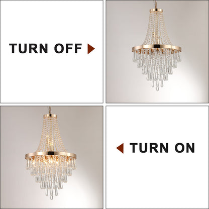 Gold Crystal Chandelier - 11 Lights - Living Room Lighting