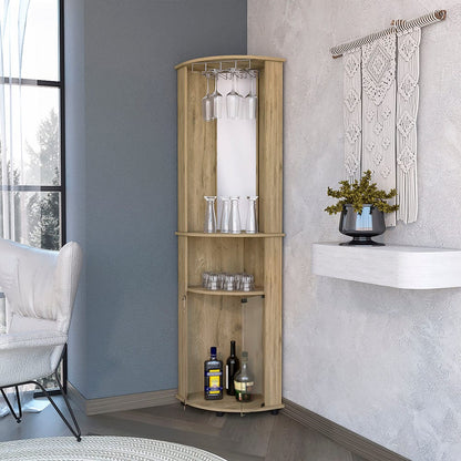 Kempwell 2-Door Corner Bar Cabinet - Brown MDF Storage