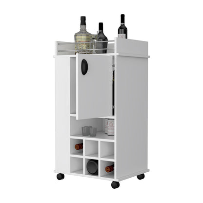 Farson Bar Cart - White, Freestanding with Wine Racks & Shelves