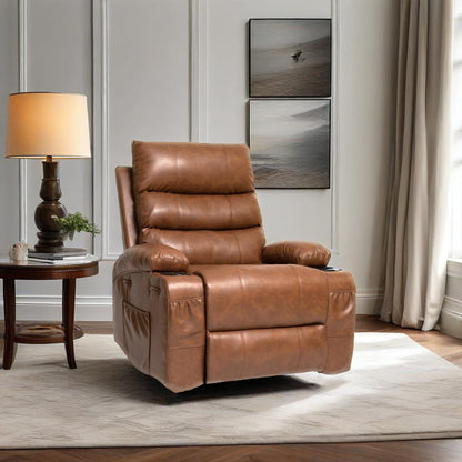 21" Seat Width Power Lift Recliner - Brown PU Comfort
