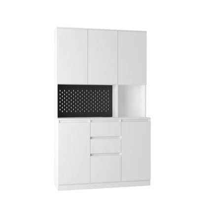 74" Kitchen Pantry Cabinet - White Particle Board Buffet Server