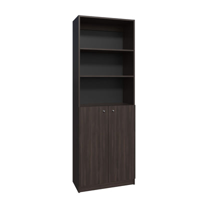 Multicolor 2 Door Bookcase with 5 Shelves MDF Display Unit