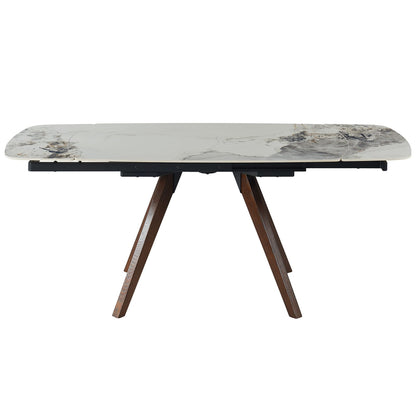 Oval Solid Wood Dining Table Seats 8 Brown White
