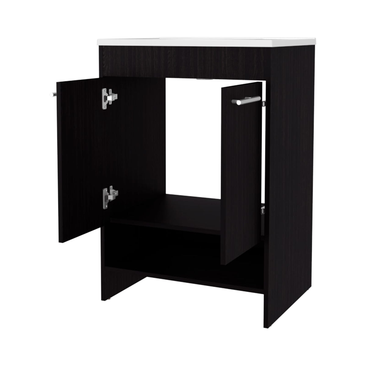 Wenge Bathroom Vanity with Storage - 34.1" Wide