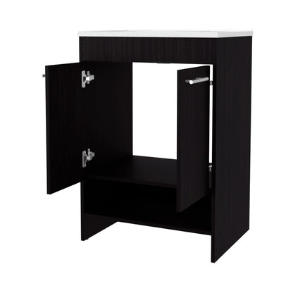 Wenge Bathroom Vanity with Storage - 34.1" Wide