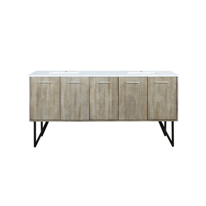 Rustic Acacia Double Bath Vanity - Storage & Quartz Top