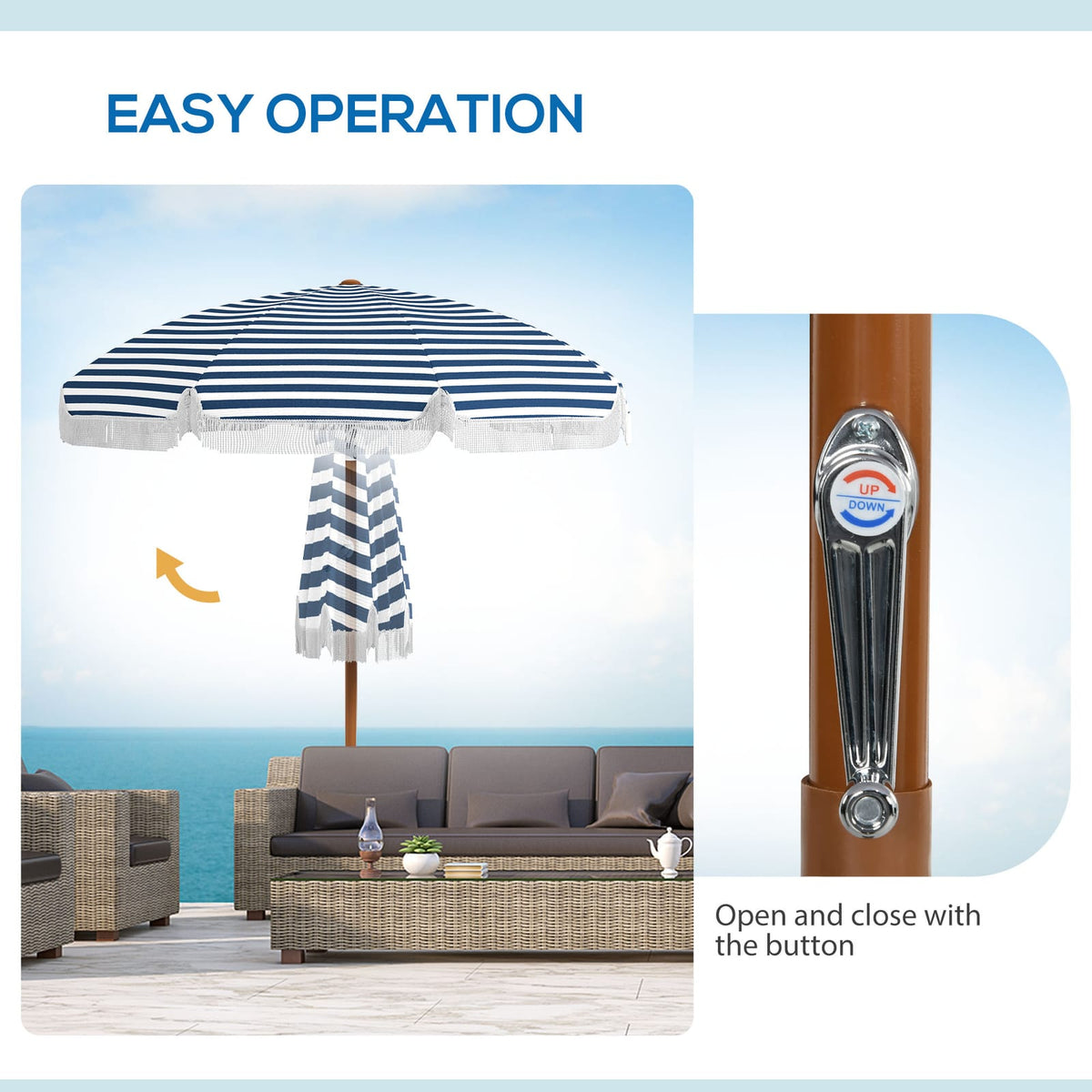 Blue 7x7 Outdoor Patio Umbrella for Garden or Poolside Dining