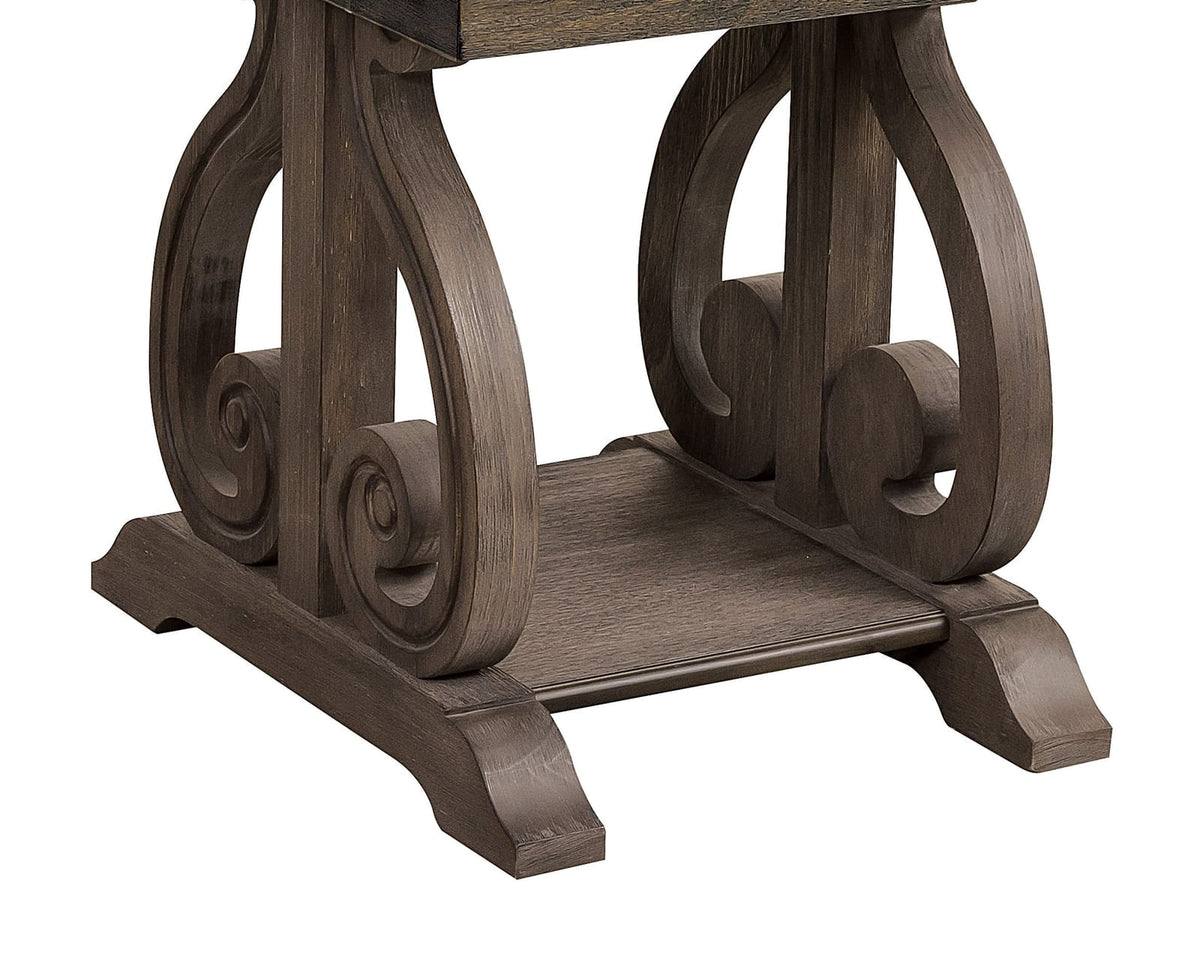 Classic Dark Oak End Table - Storage & Coffee Station