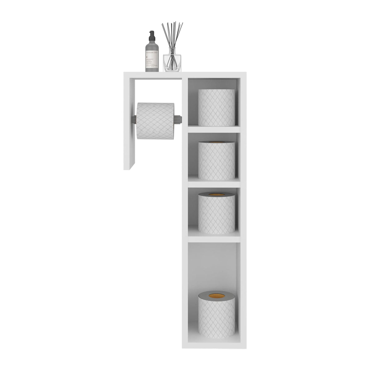 White Toilet Paper Cabinet - Freestanding Storage for Bathroom