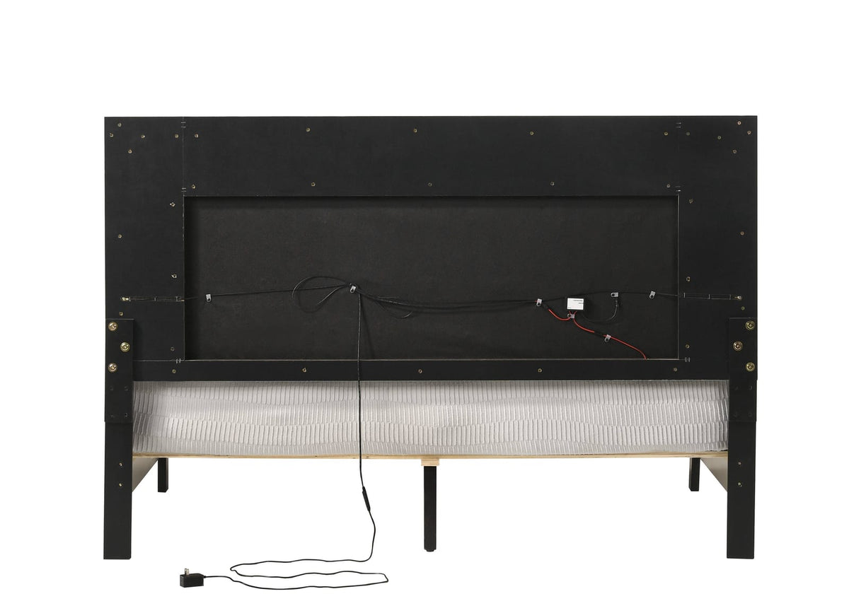 Grey Queen Bed Frame with Fabric Headboard for Bedroom
