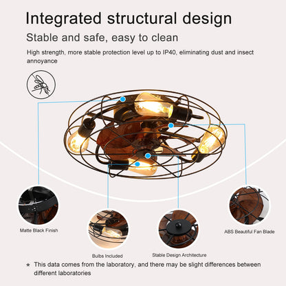 Black Iron Ceiling Fan with Remote Control