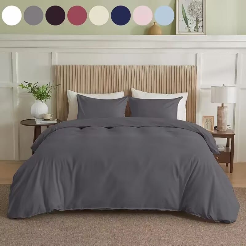 Serta Simply Clean Solid Duvet Cover Grey Twin - Gray Bedding Sets