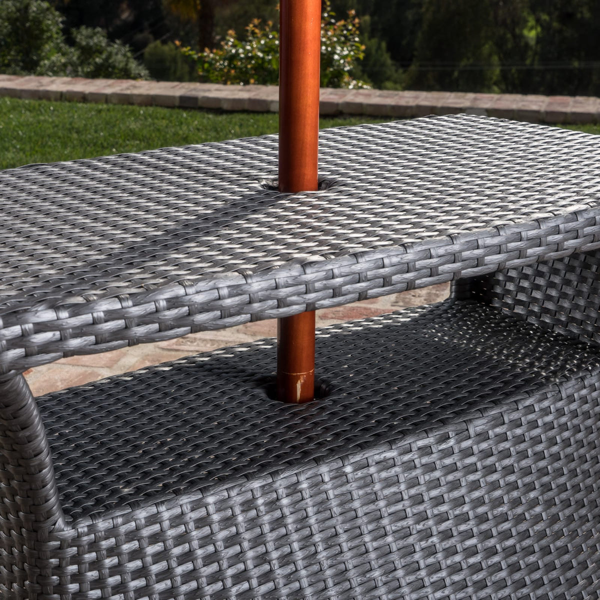 Grey Rattan Side Table for Garden Patio Seating