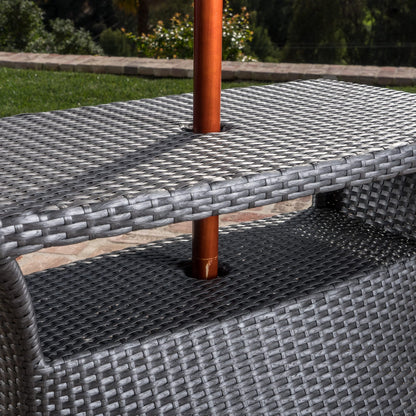 Grey Rattan Side Table for Garden Patio Seating