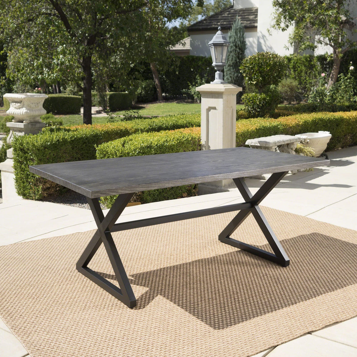 Outdoor Aluminium Dining Table Grey/Black Patio Garden Set