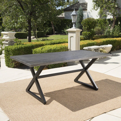 Outdoor Aluminium Dining Table Grey/Black Patio Garden Set