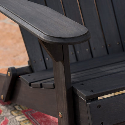 Dark Grey Acacia Wood Adirondack Loveseat for Patio Seating