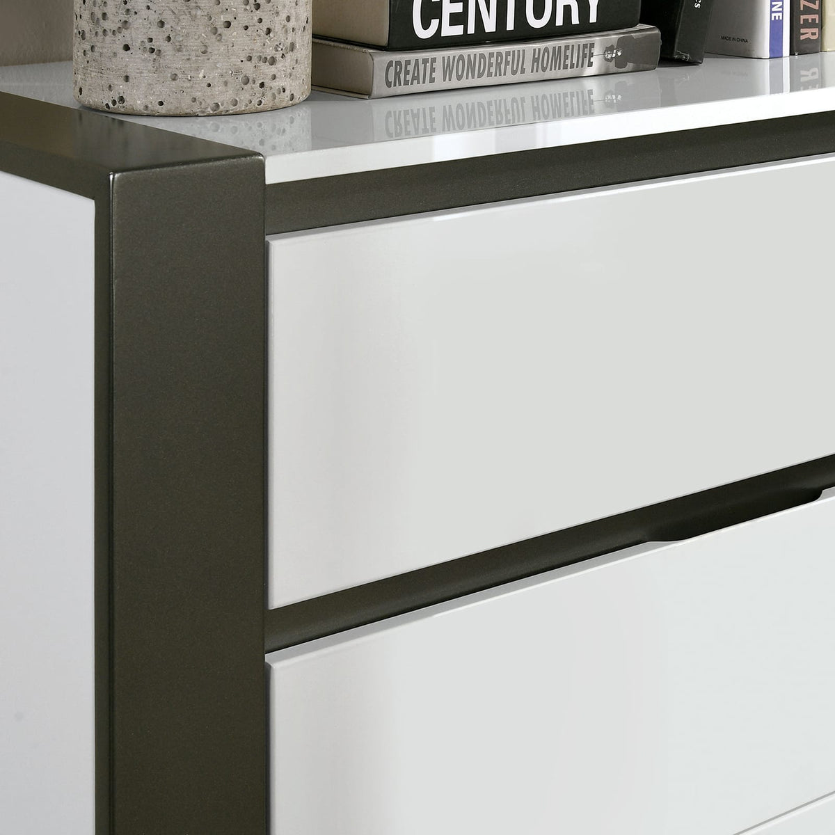 Grey & White Solid Wood Chest Drawers Bedroom Dresser