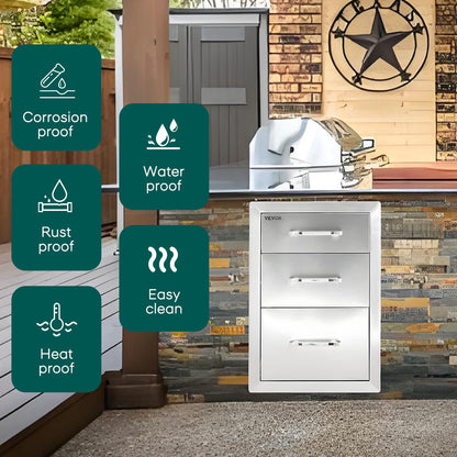 14x20 Stainless Steel Outdoor Drawer Cabinets - Silver