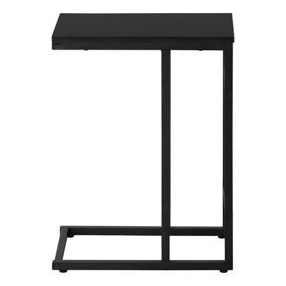Accent Table, C-Shaped End Table - Black Laminate & Metal