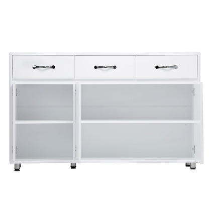 White MDF Sideboard with 3 Drawers for Dining Room Storage