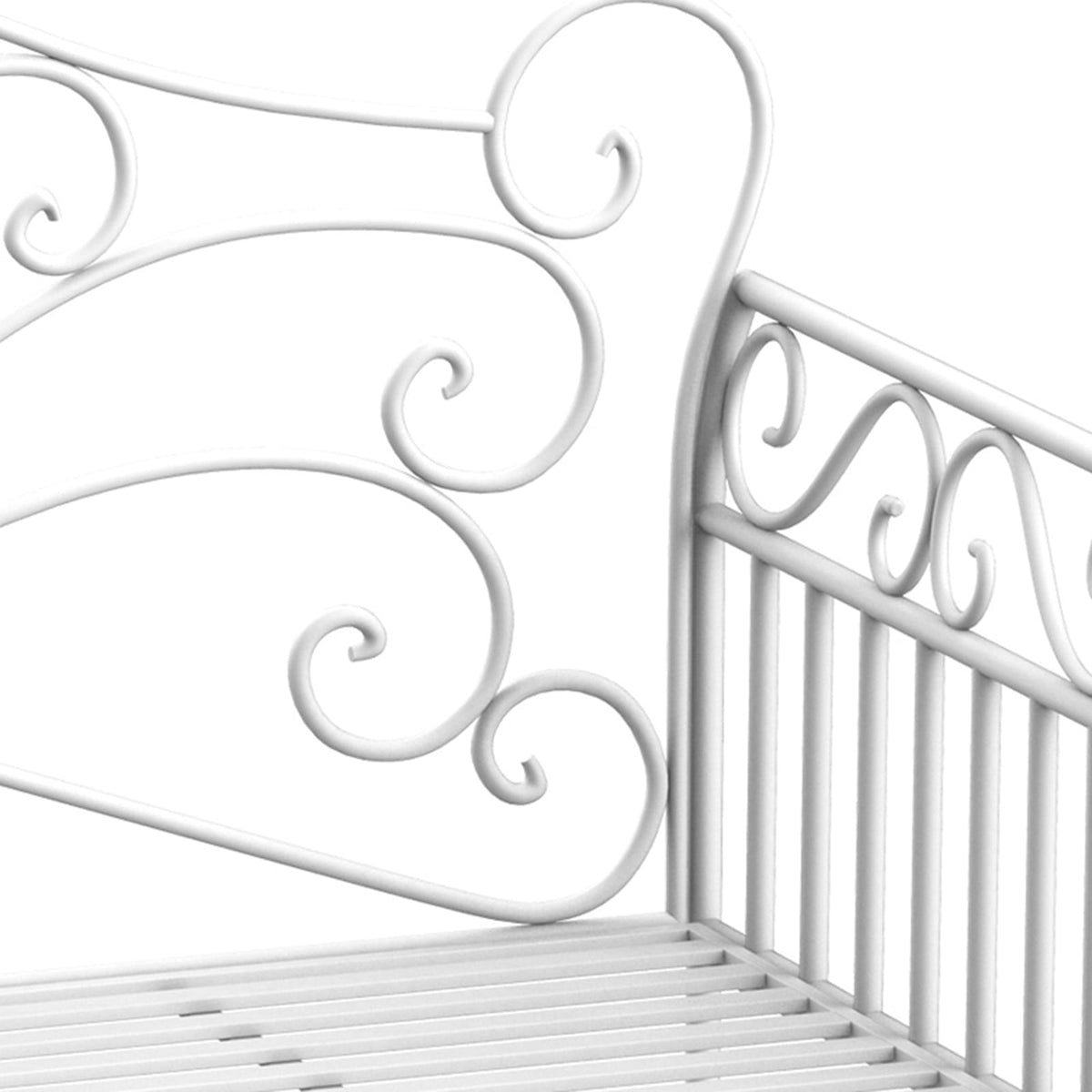 White Iron Patio Bench - Outdoor Garden Bench