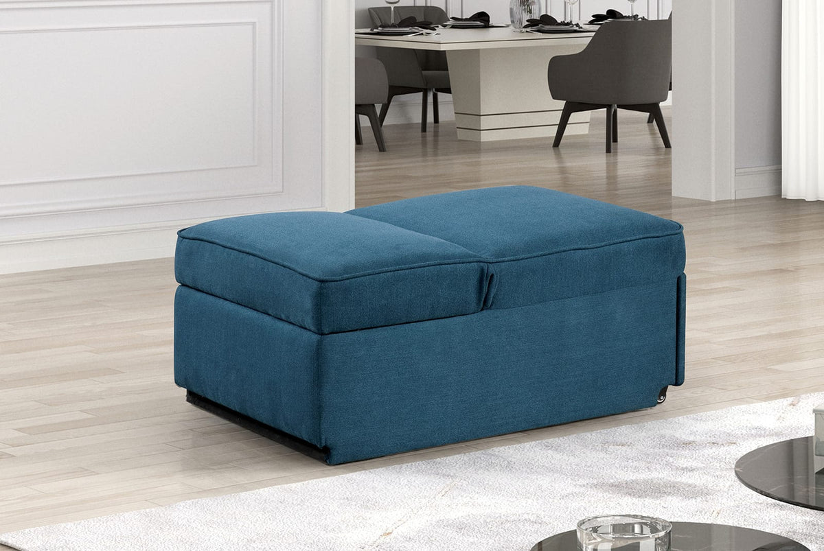 Blue Convertible Storage Chair with Pull-Out Seat for Living Room