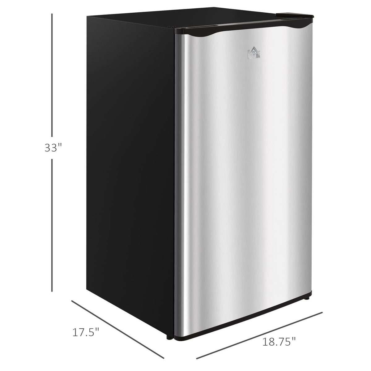 HOMCOM 3.2 Cu.Ft Mini Fridge - Compact Refrigerator, Silver for Dining Room