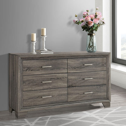 Funston Brown Oak 6-Drawer Dresser - Bedroom Storage
