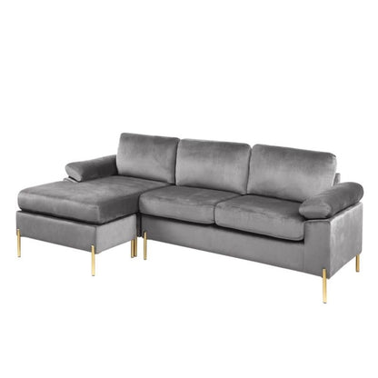 Gray Velvet 3 Seat Sofa - 51.6" L for Living Room Apartments