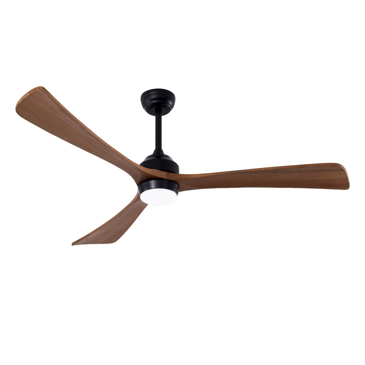 62" Solid Wood Blades Ceiling Fan with Lights - Matte Black