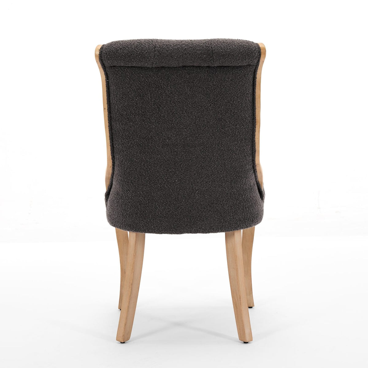 Gray Mid-Century Dining Chairs with Velvet Fabric and Solid Wood Trim