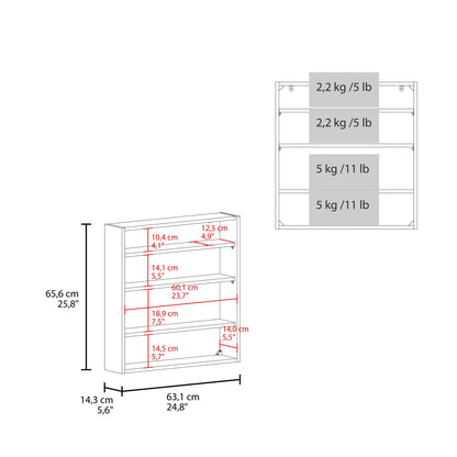 Wall Mounted White Bathroom Medicine Cabinet with 4 Shelves