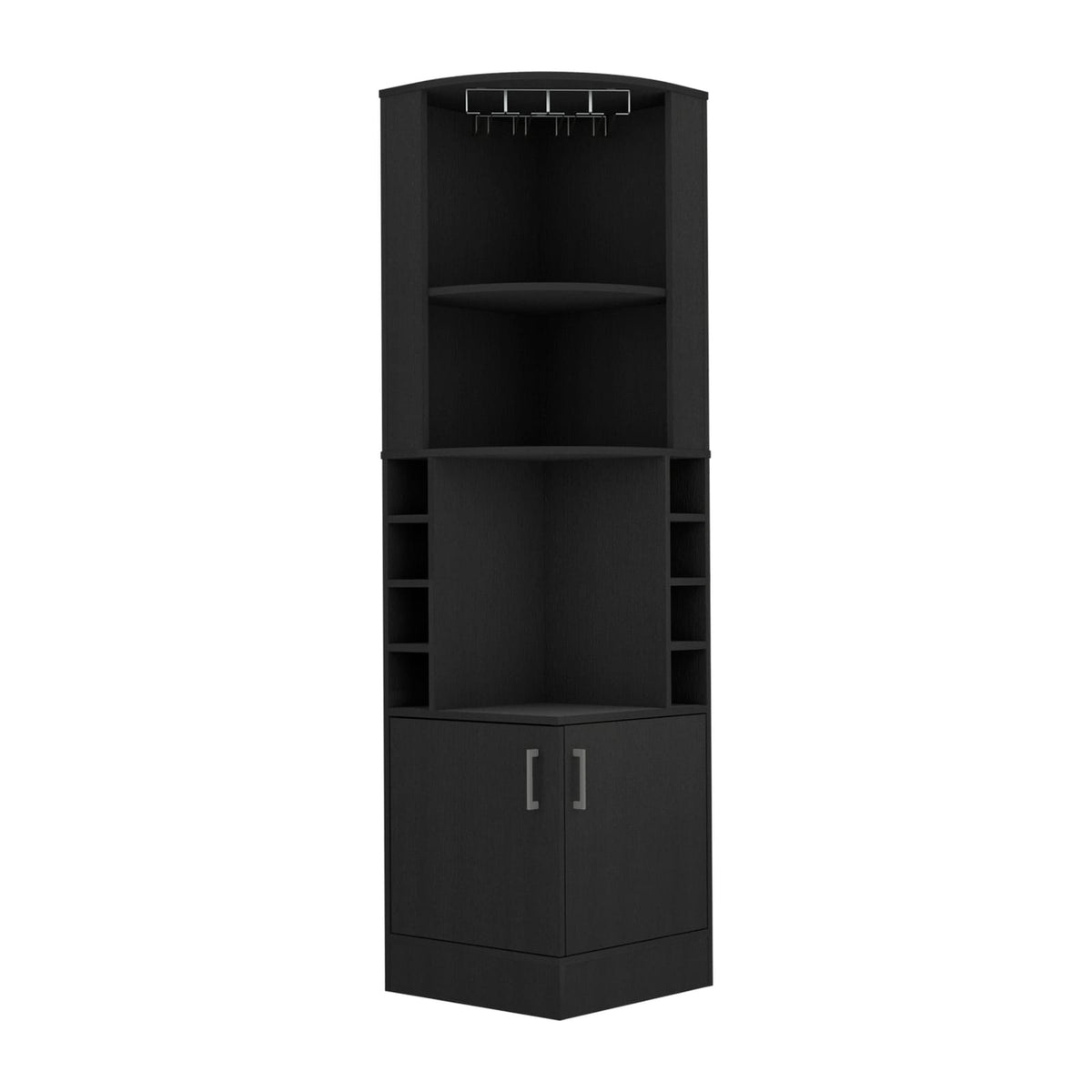 Kava Corner Bar Cabinet - Black Wine Storage