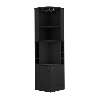 Kava Corner Bar Cabinet - Black Wine Storage