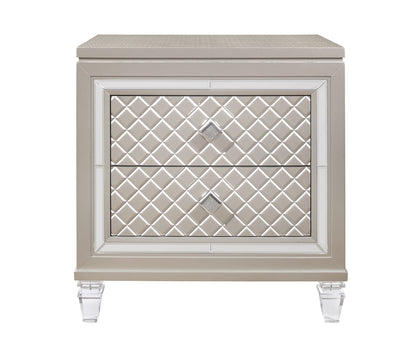 Champagne Solid Wood Nightstand with 2 Drawers