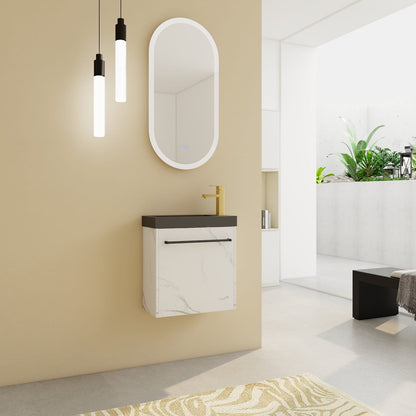 Modern Floating Bathroom Vanity with Soft-Close Black and White Plywood