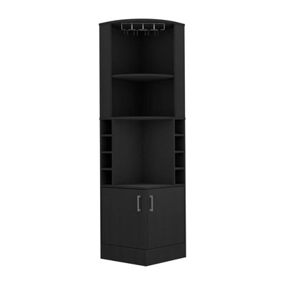 Kava Corner Bar Cabinet - Black Wine Storage