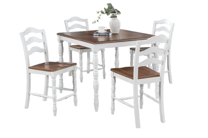 White Square Dining Table Set with 4 Chairs for Dining Room