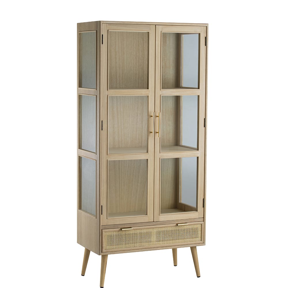 Brown MDF Two-Door Cabinet - 62.6" Tall Storage for Living Room