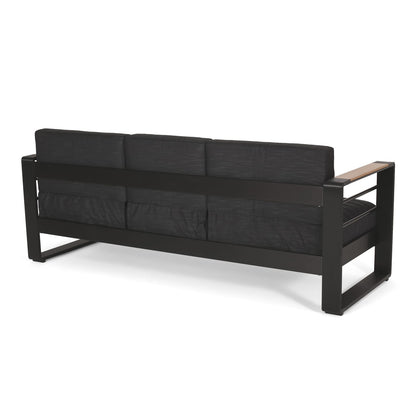 Black Aluminium Patio Sofa Set for Garden Relaxation