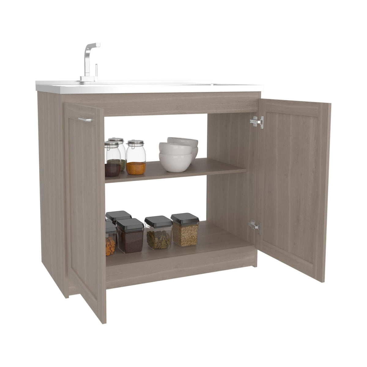 Zurich 39" Wide Utility Sink - Gray MDF Base Cabinet