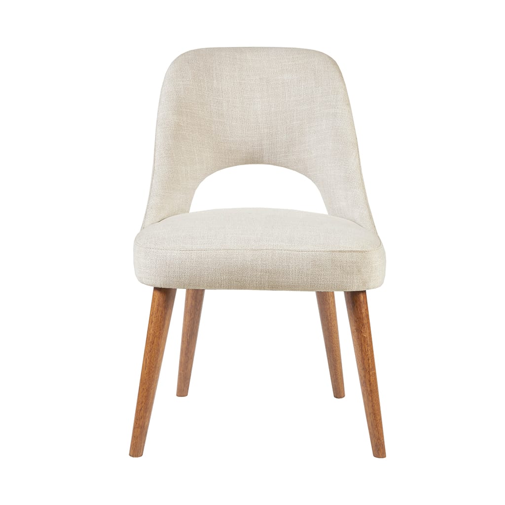 Cream Polyester Dining Chairs Set of 2