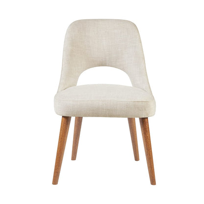 Cream Polyester Dining Chairs Set of 2